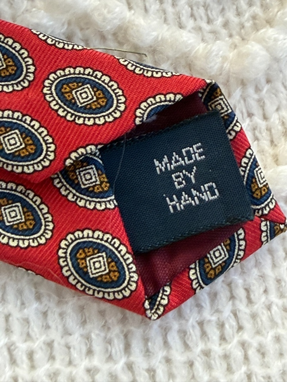 VINTAGE Polo Ralph Lauren Silk Tie Orange Blue USA Hand Made EUC - Picture 4 of 6
